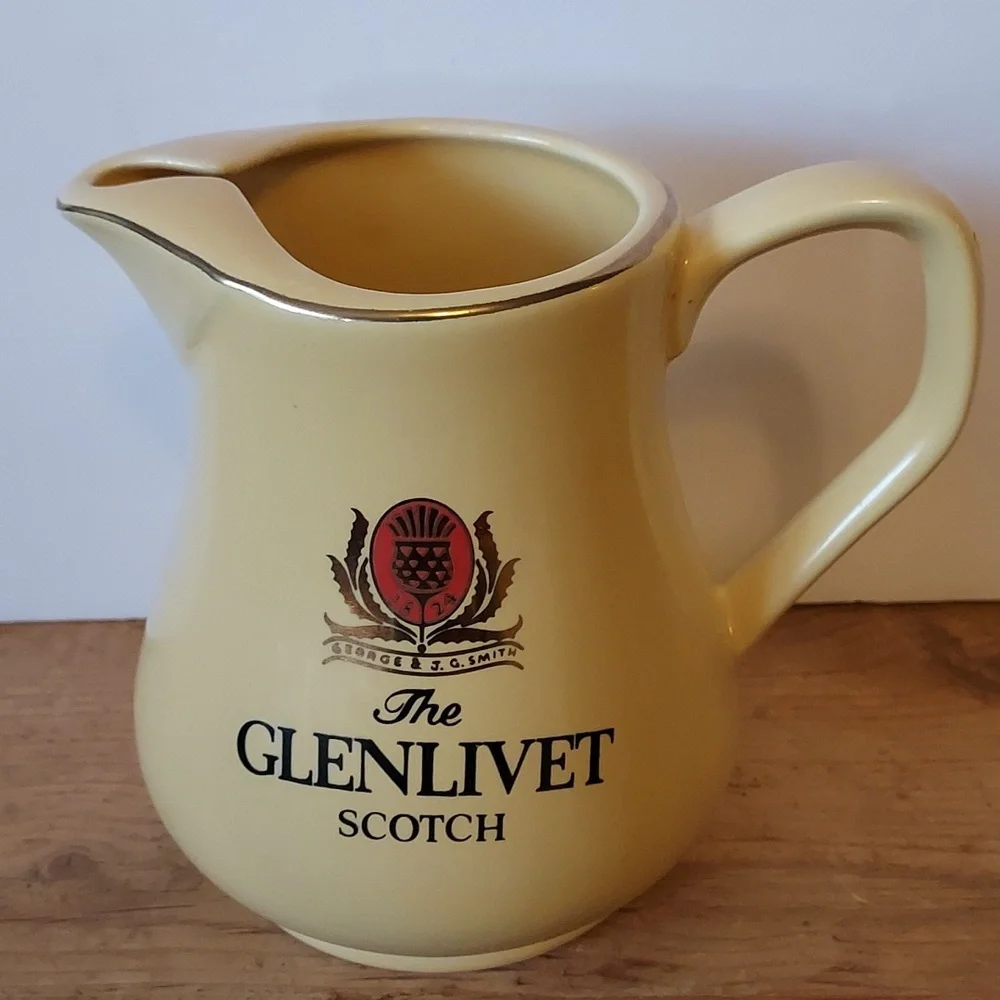 Vintage Glenlivet Scotch Whiskey Pitcher Gold Ceramic Pitcher LIMITED EDITION